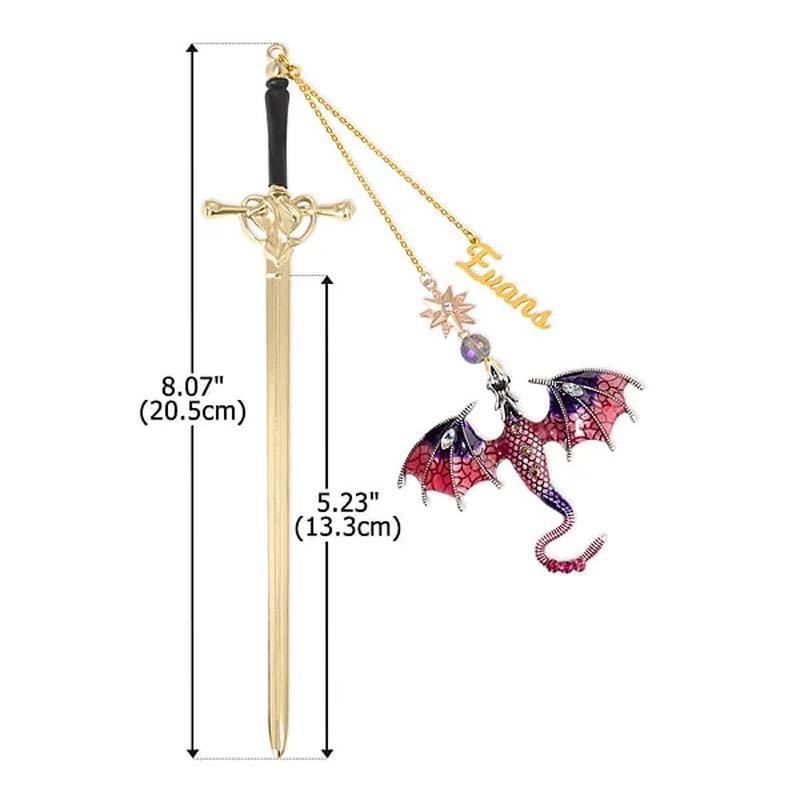 🐉 Your Name on a Fantasy Dragon Sword Bookmark!