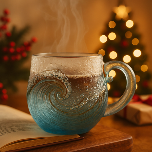 🔥 Exklusive handgemachte Seeglas-Tasse im Ozeanwellen-Design